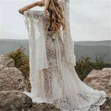 Stylish And Comfortable Pregnant Mother Pregnant Woman Fluffy Big Swing Lace Dress Long Dress - trắng - Xem 8