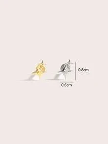 1pc Minimalist Stainless Steel Star Stud Earrings, Suitable For Daily Wear - Star - View 5