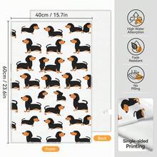 2pcs Dachshund Print Kitchen Towels, 100% Polyester Kitchen Cleaning Cloths, Suitable For Restaurant, Kitchen And Home Decor; Quick-Drying, Lightweight, Fade-Resistant, Low-Shedding, Anti-Mildew, High Color Fastness, Size 40*60cm - White - View 3