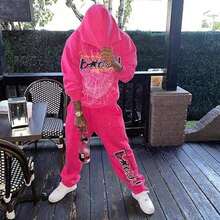 Christmas SweatshirtNEW Hip Hop Spider Hoodies Set Y2k Hoodie ,Tracksuit Pullover Sweatshirt And Trousers For Men Or Women Matching Hoodies For Couples Casual UnisexLoose And Comfortablesudadera Women Winter Clothessummer Outfits For Women RTF8 - 黑色 - 查看 8