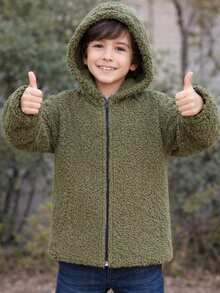 Children's And Teen's Winter Sweater For Girls, Teddy Coat With Hood, Children's Jacket - Màu xanh lá cây đậm - Xem 3