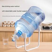 1套耐用金属饮水机支架，带水龙头支架，大号黑色可拆卸饮用水瓶架，适用于客厅、厨房和浴室等场所 - 水桶支架 - 查看 3