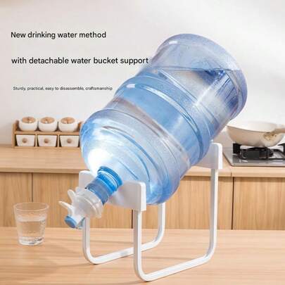 1 Set Durable Metal Water Dispenser Stand With Faucet Holder, Large Black Detachable Water Bottle Rack Suitable For Living Room, Kitchen And Bathroom