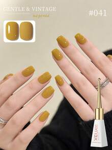 1瓶15毫升黄色凝胶指甲油 - 持久亮泽，高饱和度光泽，坚固耐用，适合美甲沙龙DIY，女士礼物 - 咖啡棕 - 查看 2