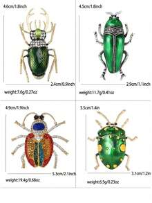 Broches de escarabajo con esmalte y rhinestone - Alfileres de insectos de lujo para mujeres, accesorios de joyería casual para fiestas / regalos para amigos, insignias decorativas - escarabajo - Ver 7