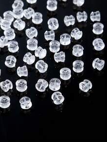 20/50/100个耳钉背塞，4.4 x 5毫米柔软透明安全耳钉背塞，垫片式背塞，止动器，离合器止动器，适用于鱼钩式耳钉、耳圈 - Earring Backs - 查看 2