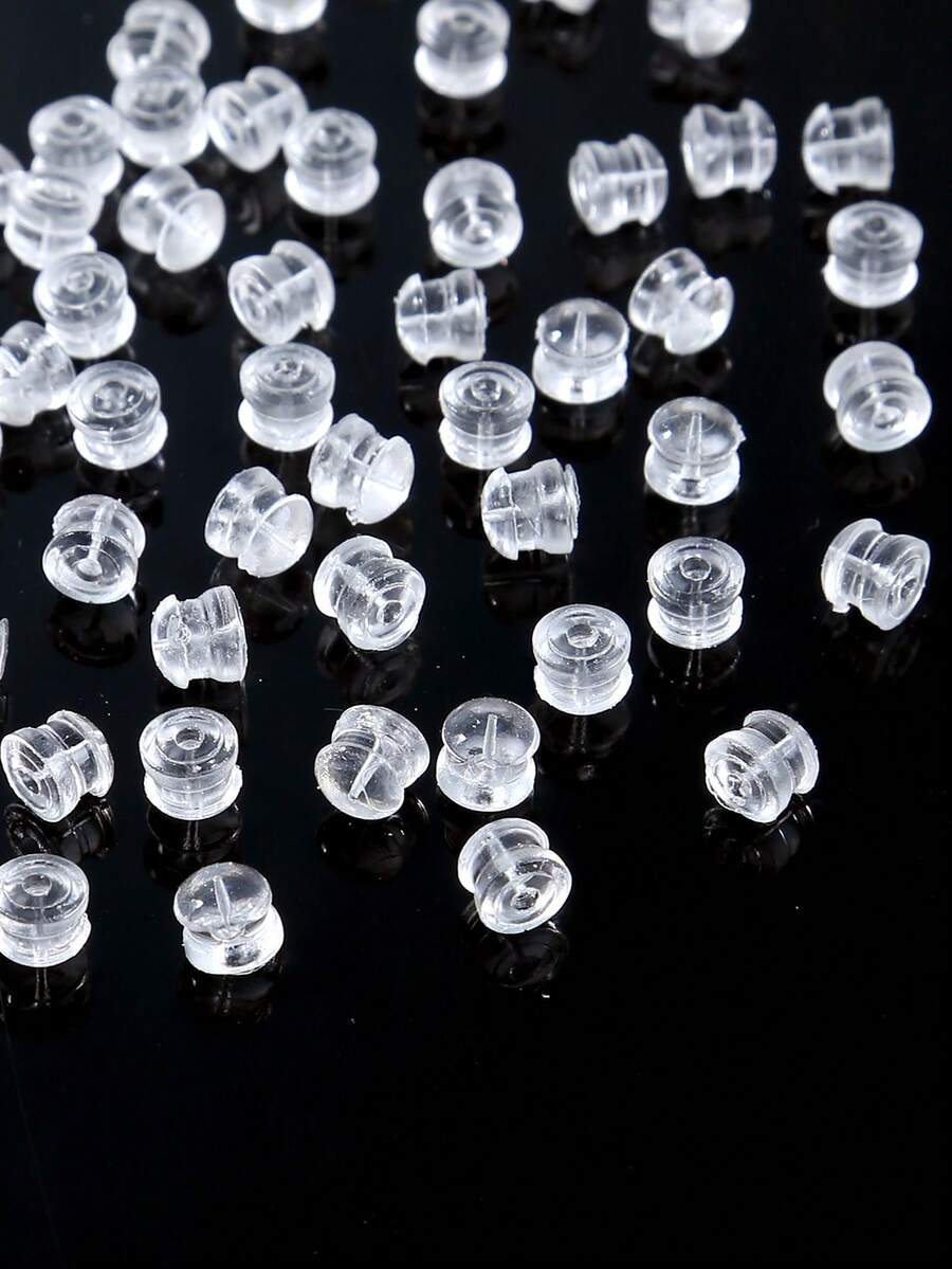 20/50/100个耳钉背塞，4.4 x 5毫米柔软透明安全耳钉背塞，垫片式背塞，止动器，离合器止动器，适用于鱼钩式耳钉、耳圈