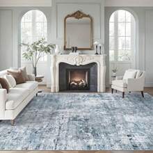 Abstract Rug 8x10 Large Living Room Rugs Neutral Modern Washable Area Rugs For Bedroom Dining Room Non-Slip Stain Resistant Foldable Thin Blue - Blue/Grey - View 7