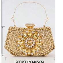 Dinner Bag | Socialite Evening Gown Matching | Banquet & Party Qipao Rhinestone Crossbody Bag | Luxury Light - Gold - View 6