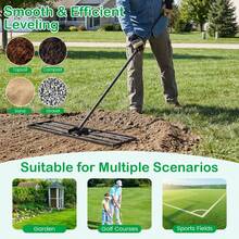 COSTWAY Lawn Leveling Rake With 177cm Adjustable Long Handle And Anti-Slip Grip
, Black - A - View 4