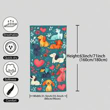1pc Cartoon Dog Print Beach Towel, Soft Comfortable Lightweight Beach Towel, Suitable For Travel, Swimming, Diving, Surfing, Yoga, Camping, Beach Accessories - SSTJ11540 - View 3