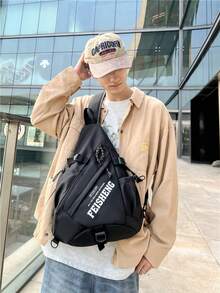 大容量男士胸包，休闲嘻哈旅行通用斜挎包，尼龙收纳单肩包，腰包，商务休闲情人节黑色包，大学包，单肩背包，多功能休闲徒步包，大容量多功能背包，户外便携休闲胸包，节日礼物优雅度假男士礼物 FILWHITE。 - 黑與白 - 查看 3