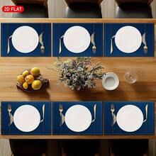 4pcs 2D Flat Fish Pattern Embroidery Style Placemats, Blue Linen Table Mats, Modern Art, Suitable For Kitchen Table Decor, Holiday Decor, Daily Use, Parties, Birthdays, Weddings, Dinner Parties, For Kitchen, Cafe, Restaurant, And Home Decor, 2D Flat - 12x18inch - View 9