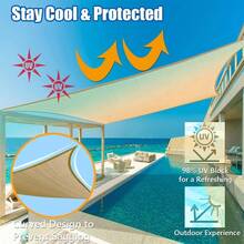 90% UV-Blocking Rectangular Shade Sail, Sand Color, Durable HDPE Fabric, Water-Resistant, Suitable For Backyard, Patio, Garden And Outdoor Activities - Ginger - View 5
