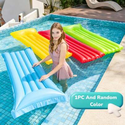 1个充气漂浮躺椅，PVC材质，成人夏季泳池沙滩派对漂浮垫，完美的夏季泳池漂浮礼物，休闲娱乐两不误，便携式水上休闲躺椅，适用于泳池、沙滩、湖泊，轻便易携，充气放气方便，便于旅行和收纳，可折叠设计，沙滩度假必备