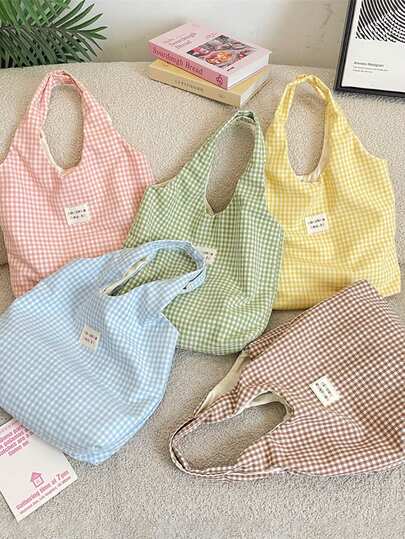 Túi xách nữ họa tiết kẻ caro, dung tích lớn, nhẹ, đeo vai, túi đi biển xách tay, túi du lịch, túi nghỉ mát, túi đi chơi, túi xách kiểu Hàn Quốc đáng yêu để đựng sách, đồ ăn nhẹ, đồ dùng chăm sóc da, tai nghe và các vật dụng linh tinh khác, thích hợp cho các bạn nữ tuổi teen, phụ nữ, sinh viên đại học, đi du lịch, dã ngoại, túi đi biển, hoàn hảo cho kỳ nghỉ, quà sinh nhật, quà năm mới, quà cưới, quà tặng cho mẹ và bạn gái.