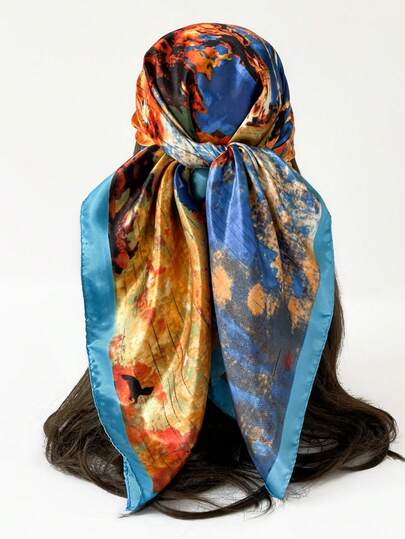 1pc Fashion Van Gogh Oil Painting Abstract Scarf, Comfortable Headband/Neck Wrap, Spring/Summer Gift