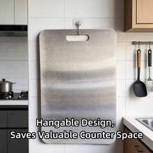 1pc Premium Thick Stainless Steel Cutting Board, Non-Stick, Anti-Slip, Easy To Clean, For Chopping, Slicing And Preparing Various Foods, Essential For Food Preparation, Suitable For Restaurant, Kitchen, Camping - Brushed Silver Metal - View 6