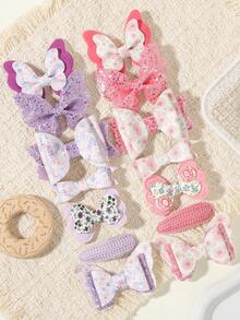 14pcs Glitter Bow Hair Clips, Multi-Color & Style, Suitable For All Seasons - Mixed color - View 9