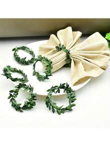 20 piezas Juego de anillos para servilletas con corona de hojas hechas a mano - Anillos para servilletas con estilo rústico de hojas para uso diario, decoración de mesa de fiesta, acentos de mesa de cena formal de primavera/verano y decoración de mesa de boda - Múltiples estilos - Ver 2