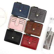 Unisex Fashion Card Holder Multifunctional Coin Purse, High-End Commuting Daily Versatile Zipper Solid Color Card Case Wallet For Women Card Wallet Small Wallet Cute Wallet Travel Essential Summer Red Wallet - Multicolor - View 2