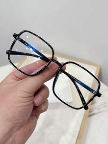 1pc Women Casual Retro Square Black Frame Fashion Plain Glasses, Suitable For Daily Wear And Street Photography - Black - View 6