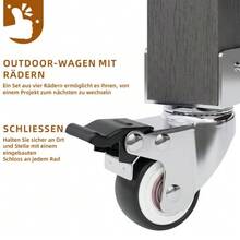 Garden Cabinet With Wheels And Stainless Steel Worktop – Mobile Tool Cabinet With Drawer And Shelf, Weatherproof Sideboard With Double Shelf And Towel Rack, Barbecue Station - Natural - View 6