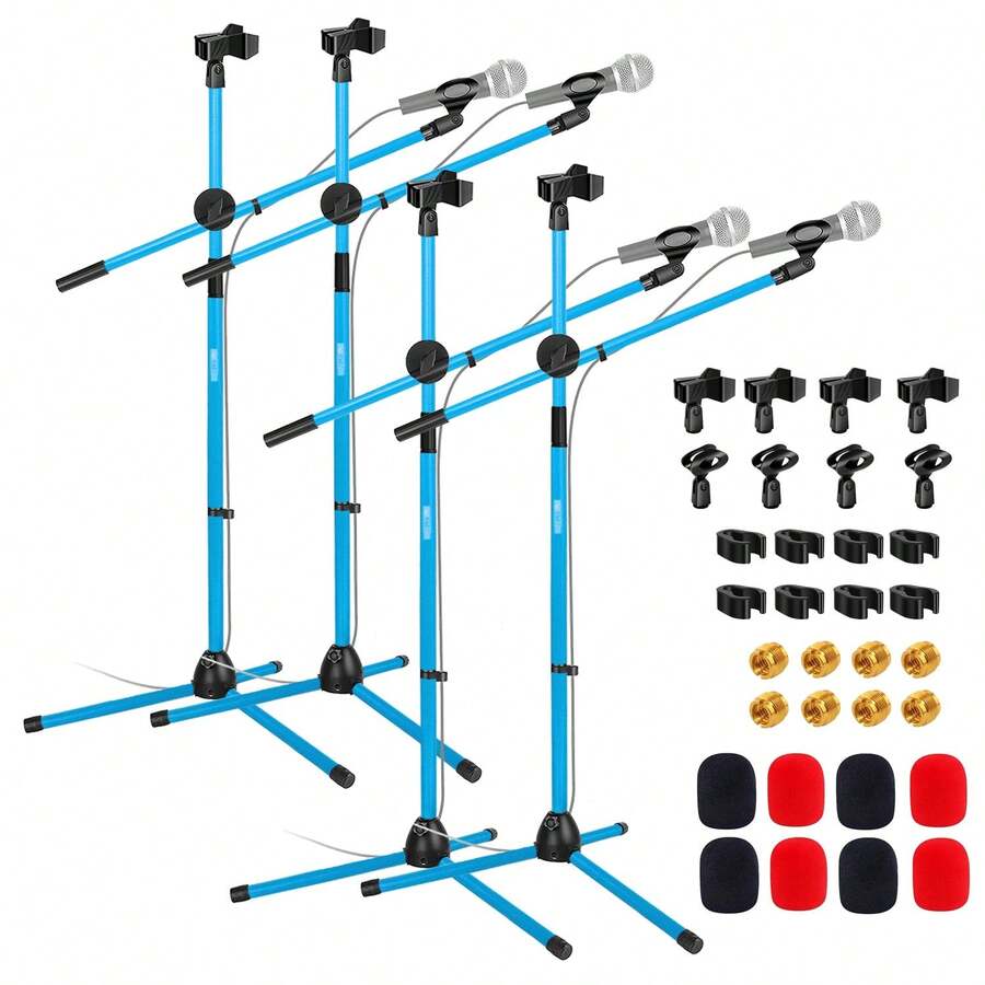 5 Core Mic Stand Floor Height 4Pcs Adjustable Tripod Microphone Stands W Extending Telescoping Boom Arm - Sky Blue - View 1