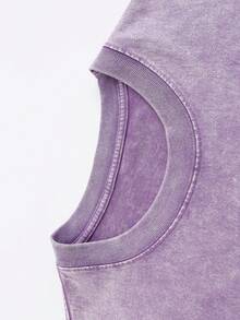 Plus-Size Christian Graphic T-Shirts For Men – "TRUST GOD", Colorful Graphic T-Shirts, Washed Vintage T-Shirts, Oversized Men's T-Shirts, 230g 100% Cotton, Unisex Tops, Summer Tops Plus Size, Summer Men's Street Style T-Shirts, Christian T-Shirts. - Màu tím  Violet - Xem 5