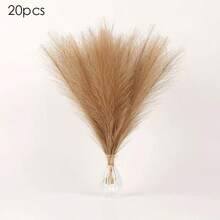 10/20/50pcs Brown Artificial Pampas Grass, Faux Reeds, Tall And Fluffy, Fake Flowers, Reed Grass, Artificial Plants, Boho Style Decor, Suitable For Wedding Party Decoration, Home Living Room Bedroom Decor, Vase Filler, DIY Photography Props, Autumn Decoration - Brown - View 9