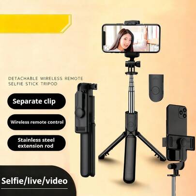 BSLIUFANG Trípode inalámbrico portátil para selfies, soporte para teléfono con control remoto, monopié adecuado para video al aire libre en iOS y Android