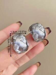 1 Pair Vintage Metal Braided Earrings, Unique Design Jewelry Accessory For Women, Suitable For Commuting And Parties - Silver - View 7