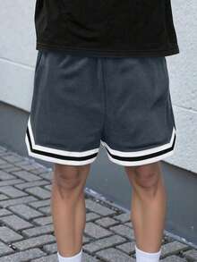 1 Peça Shorts Casuais, Confortáveis, Simples, Versáteis e Elegantes para Exercícios Externos, Verão, para Meninos Adolescentes - Chumbo - Visão 1