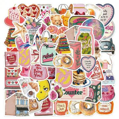 50pcs Cartoon Working Animal Aesthetic Graffiti Self-Adhesive Stickers, Decorative For Planner, Skateboard, Guitar, Water Cup, Creative Decorative Graffiti Stickers