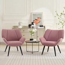 Silla de acento moderno, cómodo sillón de sofá tapizado único, sillas de comedor de sofá de tela de corduroy con piernas mentales, sillón de escritorio de oficina en el hogar para el dormitorio, Balcont - Rosa - Ver 3