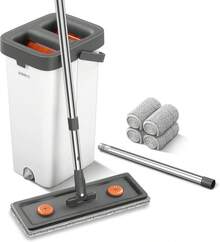 2026 Hot Spring Summer Mop And Bucket With Wringer Set For Home, 61" Long Handle Flat Mop And Bucket Cleaning System, Wet Dry Floor Mop & Window Wall Cleaner With 4 Washable Reusable Microfiber Pads, Multi-Surface Cleaner For Hardwood, Laminate, Tile, Vinyl, Kitchen, Office, Household Cleaning Tool, Perfect For Daily Use, Birthday Party, Holiday Cleaning & Ideal Festival Birthday Gift For Family, Friends, Homeowners - Bộ lau nhà bằng sợi microfiber 61 inch kèm xô và 4 miếng lau. - Xem 1