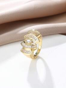 1 chiếc nhẫn nữ kiểu dáng retro sáng bóng, đính đá Cubic Zirconia tổng hợp, thích hợp cho tiệc tùng hoặc kỷ niệm, làm quà tặng sang trọng. - nhẫn - Xem 4