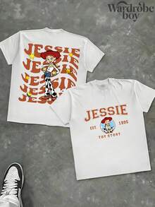 Disney 1PC Authorized Cartoon Short Sleeved T-Shirt, Cartoon  Double-Sided Printed T-Shirt, Very Suitable For Family Travel And Vacation. This Is A New 2026 Short Sleeved T-Shirt, An Ideal Choice For Mother's Day, Suitable For Both Men And Women. Made Of High-Quality Pure Cotton, Comfortable And Breathable. Exquisite Design Is The Preferred Gift - White- - View 2