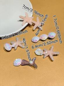 5个杏色海星发夹，贝壳发夹，波西米亚风，女士发饰，海洋元素发夹，大号发夹，夏季度假配饰，女士发夹。适合日常休闲、海滩度假、外出、沙滩配饰、假日必备、Y2K配饰、发夹、女士配饰、返校头饰、旅行。 - 杏色 - 查看 4