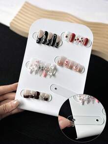 50 Tấm trưng bày móng tay giả acrylic dán sẵn, có nam châm hút, có thể tái sử dụng, dùng trong salon làm móng. - Trong sáng - Xem 8