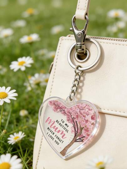 Heart-Shaped Acrylic Keychain, Unique Mother's Day Keychain, Best Mother's Day/Christmas Gift For Daughter/Son; Perfect As Father's Day, Mother's Day, Friend, Boyfriend/Girlfriend, Family, Teacher, Coworker, Halloween And Christmas Gifts. Best Mother, Birthday, Gift For Mother, Women Keychain
