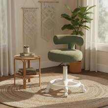 Light Luxury Teddy Fleece Rolling Stool, Adjustable Height Swivel Bar Stool, Office Chair, Soft Plush Vanity Chair With Wheels. Ideal For Bar Counter, Home, Office And Bedroom Makeup, Perfect Gift For Family,Counter Height Bar Stools With Backs - Nhiều màu - Xem 11
