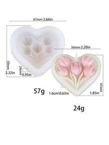 心形郁金香3D硅胶蜡烛模具 | DIY香薰蜡烛/香薰石/树脂装饰 | 浪漫花卉心形压纹，可重复使用硅胶材质 - 愛心鬱金香立體矽膠蠟燭模具 - 查看 11