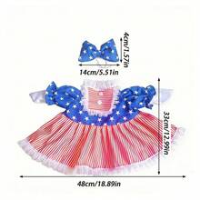 Independence Day Goose Outfit For Lawn Porch Goose Statue Outdoor Decorations Star Striped Print Dress With Bow Headband - Màu xanh dương, 2 cái - Xem 7
