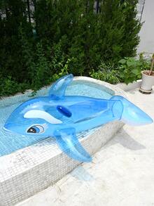 1pc Inflatable PVC Blue Whale Floating Bed, Swimming Pool Lounge Chair, Beach Essentials Swimming Games - Multicolor - View 2