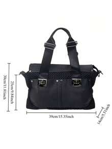 Y2K Women's Street Spliced Shoulder Bag, Personalized Mesh Handbag, Large Capacity Rivet Retro Crossbody Bag - Black - View 4