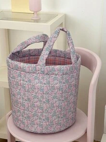 1 Giỏ đựng đồ in hoa, có lớp đệm, giỏ đựng quần áo, giỏ đựng đồ giặt, túi đựng đồ di động dung tích lớn, giỏ đựng đồ ăn nhẹ có tay cầm, thích hợp cho phụ nữ và bé gái, giỏ đựng mỹ phẩm, giỏ đựng đồ chơi, giỏ đựng đồ chăm sóc da, giỏ đựng đồ trang điểm đa năng, giỏ đựng đồ dùng nhà cửa, trang trí phòng khách, phòng ngủ, trang trí phòng tắm. - Nhiều màu - Xem 12