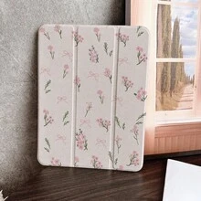 1 件粉色花卉蝴蝶结印花平板电脑保护套，带笔槽，兼容 iPad 10.9/10.2/ Air 第五代/Pro 11/第十代/9.7/Air 2/（第七代）/（第八代）/ Air 4/5/ Pro 11/ 第十代 10.9 英寸 2022 款智能保护套/ Air 13(M3 2025)/ Air 11(M3 2025)/ Air 11(M3 2025)/ 11(A16 2025)，兼容三星自动睡眠/唤醒功能 - 彩色 - 查看 5