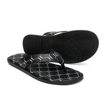 Men's Printed Flip Flops, Beach Style H-Pattern Thong Sandals, Comfortable For Beach, Casual Commute, Versatile - Black - View 4