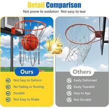 Basketball Net Heavy Duty, Carbon Steel Chain Basketball Net, Anti - Rust Use Indoor Outdoor Standard 12 - Ring Basketball Hoop, Quick Installation, BlueWhite - Black & White - View 4